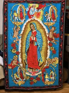 New ListingOur Virgin of Guadalupe Mary Juan Diego Angel Tapestry Turkish 100% Cotton