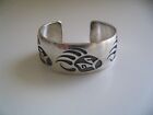 Hopi Signed Lawrence Saufkie Sterling Silver Bear Claw Cuff Bracelet