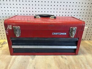 Vintage Red Craftsman 2 Two Drawer Metal Tool Box Chest 18.5 x 9.5 x 8.5”