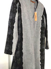 New BELLDINI sz.L Cardigan Duster Coatigan Ponte Knit Gray Duster w/Black Lace