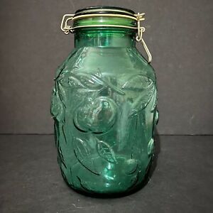 Vintage Hermetic Green Aqua Tint Storage Canister Jar Made in Italy
