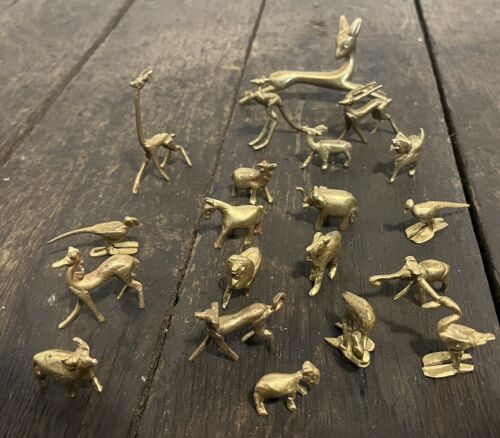 Large Lot Of 20 Vintage Miniatures Brass Mini Animal