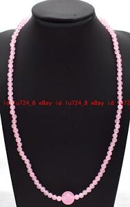 Beautiful 4mm Natural Pink Quartz Round Gemstone Beads Pendant Necklace 14-32