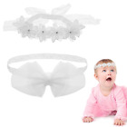 2 PCs Baby Girl Headband Christening Hair Band White Bow for Toddler Kids Cloth