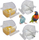 4 Pack Bird Feeders for Cage No Mess Parakeet Food Bowl with Cover Clear Hanging