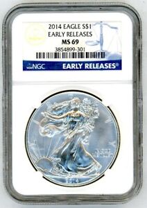 2014 $1 Silver Eagle MS69 NGC Early Releases label