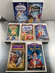 Walt Disney Masterpiece Collection VHS Lot Of 7 - Cinderella, Snow White, Bambi