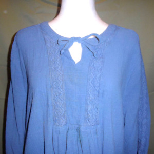 BLAIR Light Blue Embroidered Round Neck 3/4 Sleeve Blouse XL