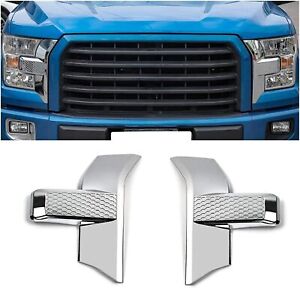 Chrome Front Left & Right Headlight Grille Cover Trim for Ford F150 Accessories (For: 2017 Ford F-150 XLT)