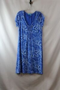 Fresh Produce Women's Blue Floral Scoop Neck T-Shirt Dress sz M