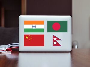 International Flags India Bangladesh China Nepal Sticker Decals