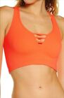 Free People Strapped Scoop V Top Brami Crop Active Stretch Neon Pink Xs/S