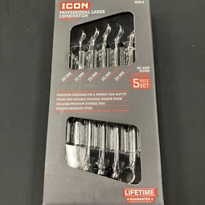 ICON WCM-5 Metric Professional Large Combination Wrench Set, 5 Pc 20-24mm 64803