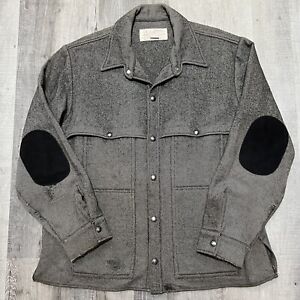 Vintage Filson Mackinaw Cruiser Cape Coat Wool Grey Herringbone Outdoor Jacket
