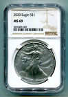 2020 AMERICAN SILVER EAGLE NGC MS69 NEW BROWN LABEL AS SHOWN PREMIUM QUALITY PQ