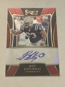 2021 Panini Select Jeff Saturday Select Signatures Red Prizm Auto /75 COLTS