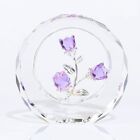 Rose Flower Crystal Figurine with Vase - Bouquet Flowers Ornament Gifts Purple