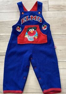 Vintage Elmo Fleece Overalls 12M