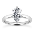 0.92 ct Pear Cut VS2 D Solitaire Diamond Engagement Ring Treated 14K White Gold