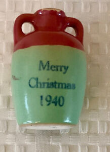 Original UHL POTTERY Miniature 1940 Merry Christmas Jug Huntingburg Indiana