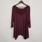Torrid Womens Super Soft Knits 3/4 Sleeve Top Size 3X Purple Lace Inlay NWT