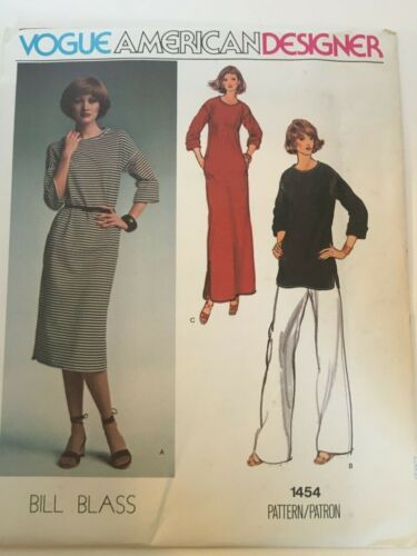 Vogue American Designer Bill Blass Sewing Pattern 1454 Top Dress Pants Vtg Sz 12