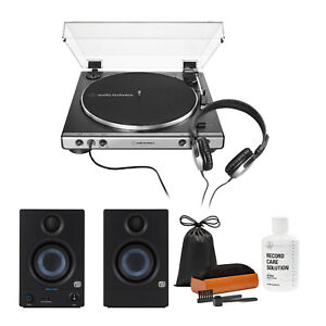 Audio-Technica Turntable with Headphones Monitors Knox Gear Vinyl Record Care