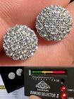 MOISSANITE Real 925 Silver Iced Cluster Round Hip Hop Out Big Mens 10mm Earrings