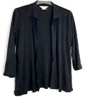 Exclusively Misook Open Front Cardigan Women's PL Black Long Sleeve Collar