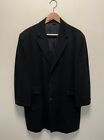Vintage Lloyd's Ltd. Mens Overcoat Long Coat Size 50 R Black 100% Cashmere 1950s