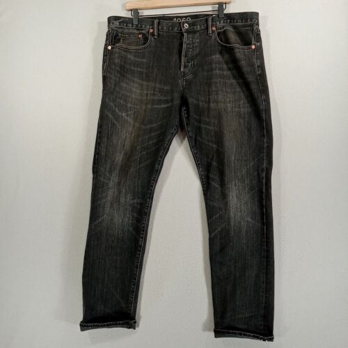Gap 1969 Jeans Mens 38x32 Japanese Selvedge Denim Black Slim Straight Stretch
