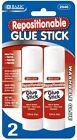 Repositionable Glue Sticks for Paper/Photos/Posters [2-Pack / Washable]