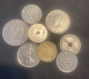 Europe 8 Coin Lot. France Norway Netherlands Denmark Greece.  See Description.