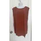 Eileen Fisher Silk Blouse Size M Rust Orange Georgette Cap Sleeve Tunic Top