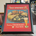 RARE TROMMER'S BEER FRAMED UNDER GLASS SNACK DEPARTMENT SIGN BROOKLYN NY