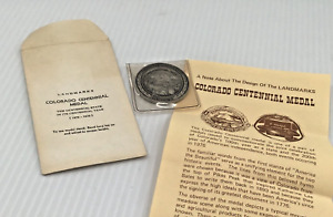 1976 Colorful Colorado Centennial State 1876-1976 Commemorative Medal-Paperwork