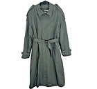 John Weitz Mens 44L Green Cotton Trench Coat Removable Insulated Wool Poly Liner