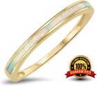 Like 10K Solid Yellow Gold White Opal Inlay Band Ring (polished) NEW