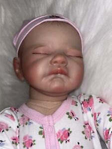 Baby August Dawn McLeod Reborn Lifelike Sleeping Asleep Doll Painted Hair (READ)