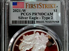 2021-W Silver Eagle Proof Type 2 PCGS PR70 DCAM First Strike West Point OGP COA