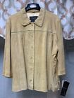 Terry Lewis Leather Coat Jacket Womens 2XL Western Button Up NWT Butter Beige