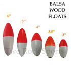 RED & WHITE Balsa Wood OVAL Casting Float Fishing Bobber FIXED / SLIP float
