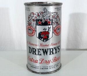 DREWRYS EXTRA DRY SUPER CLEAN IRTP FLAT TOP BEER CAN SOUTH BEND, INDIANA VINTAGE