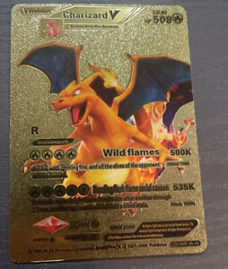 Pokemon Charizard V-Gold Foil Fan Art Card HP 508 Pack Fresh to Toploader