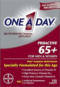 One A Day Proactive 65 Plus Multivitamins Supplement 150 Tablets Men Women 65+