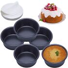 4 Inch Cake Pan Set of 5, Nonstick Round Cake Pans with 100 Pieces Parchment ...