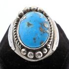 Massive Old Pawn Early Navajo Ingot Sterling Silver Pyrite Turquoise 22.9G Ring
