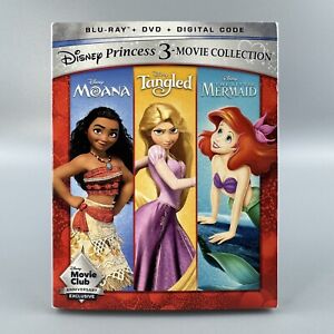 Disney Princess 3-Movie Collection: Moana, Tangled, & Little Mermaid Blu-Ray NEW