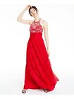 B DARLIN Womens Red Sleeveless Full-Length Prom Fit + Flare Dress 0