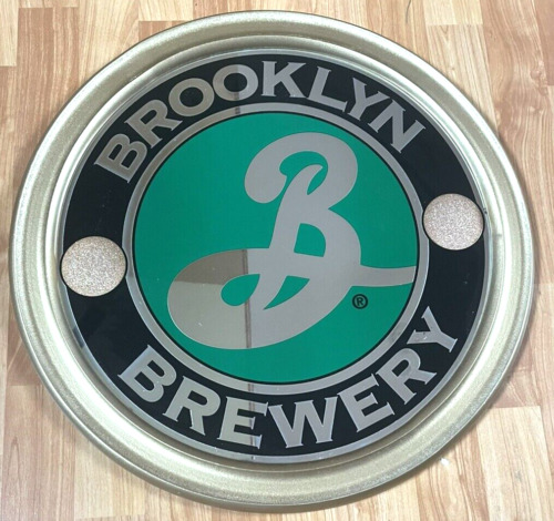Brooklyn Brewery Beer Sign 20” Glass Wood Bar Man Cave Decore